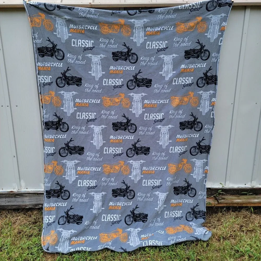 Dark Grey Motorcycle Fleece Blanket/Throw 60